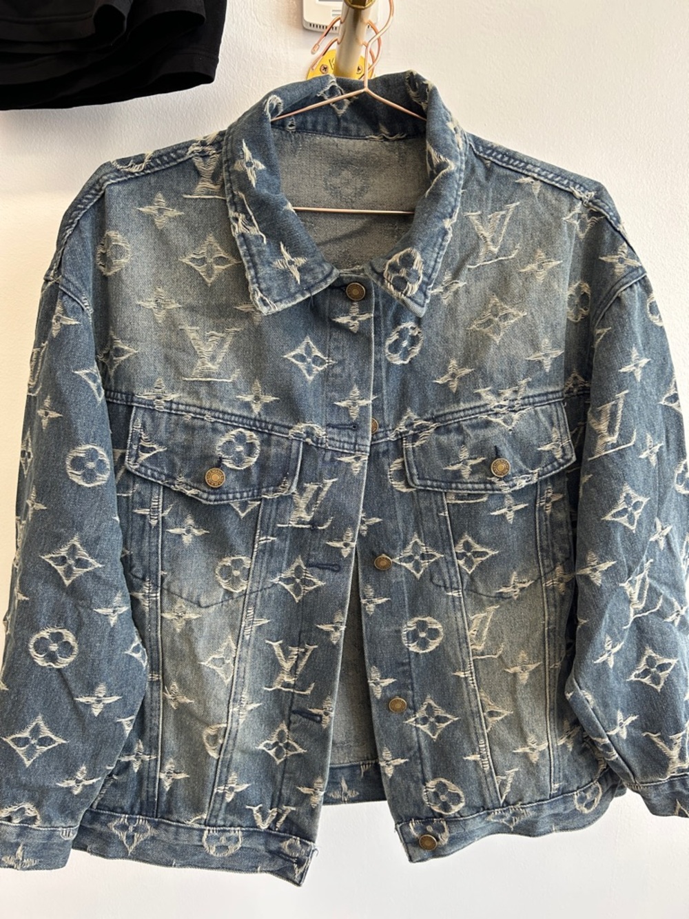 Blue Monogram Distressed Denim Jacket